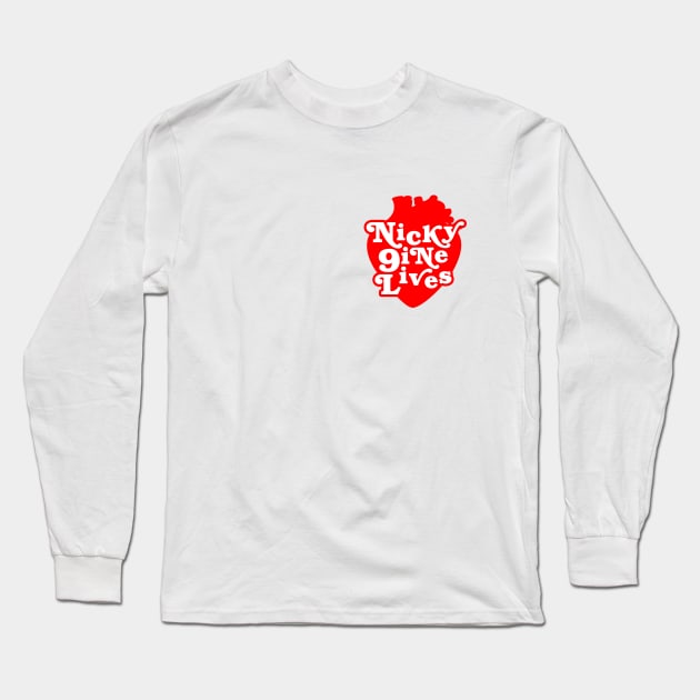 Nicky Nine Lives Red Heart Long Sleeve T-Shirt by nickbuccelli